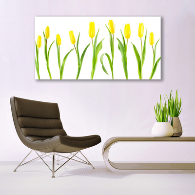 Foto schilderij op glas Tulpen gele bloemen
