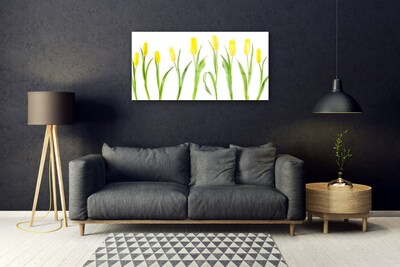 Foto schilderij op glas Tulpen gele bloemen