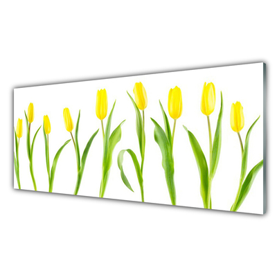 Foto schilderij op glas Tulpen gele bloemen