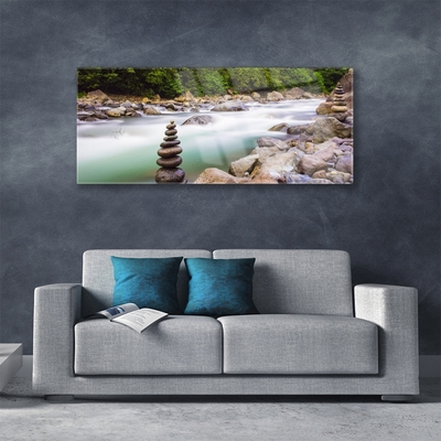 Foto schilderij op glas Bos stroom river mountains