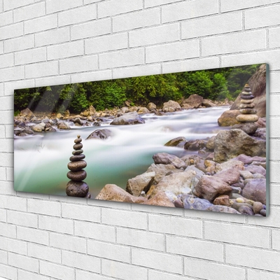 Foto schilderij op glas Bos stroom river mountains