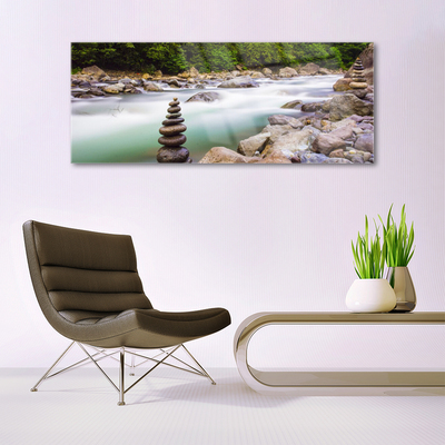 Foto schilderij op glas Bos stroom river mountains