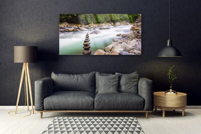 Foto schilderij op glas Bos stroom river mountains