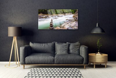 Foto schilderij op glas Bos stroom river mountains