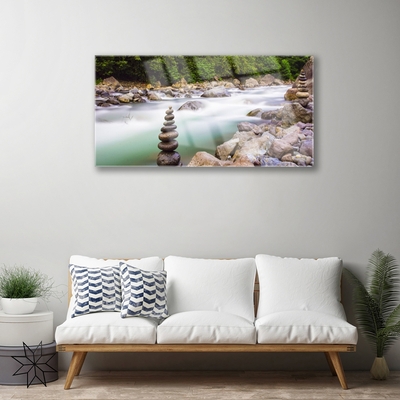 Foto schilderij op glas Bos stroom river mountains