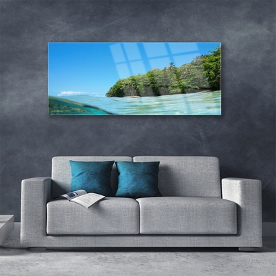 Foto schilderij op glas Sea tree landscape