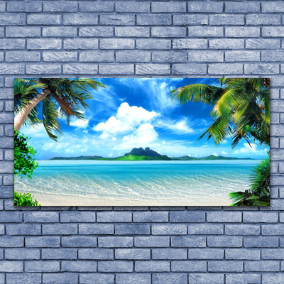 Foto schilderij op glas Tropische palm sea island