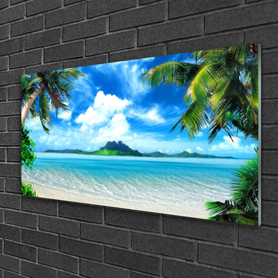Foto schilderij op glas Tropische palm sea island