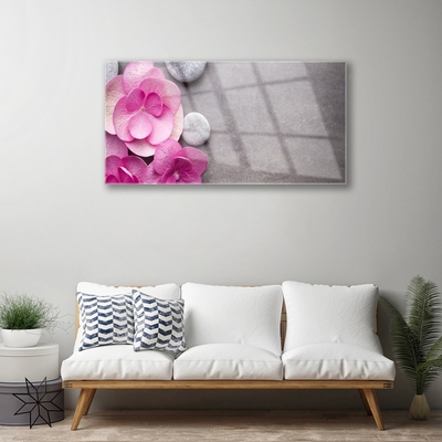 Foto schilderij op glas Roze bloemen aromatherapie