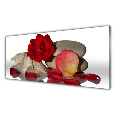 Foto schilderij op glas Bloemblaadjes van rozen stilleven