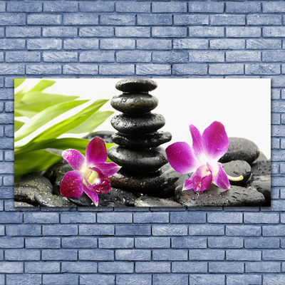 Foto schilderij op glas Orchid zen spa stones