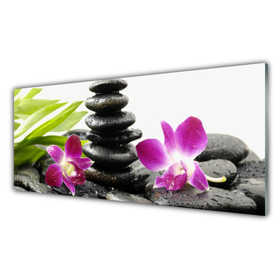 Foto schilderij op glas Orchid zen spa stones