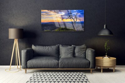 Foto schilderij op glas Zonsondergang van de boom