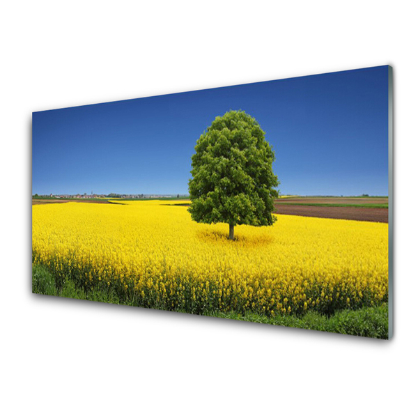 Foto schilderij op glas Tree meadow nature field