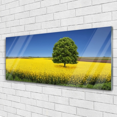 Foto schilderij op glas Tree meadow nature field