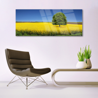 Foto schilderij op glas Tree meadow nature field