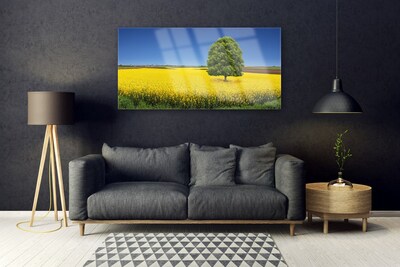 Foto schilderij op glas Tree meadow nature field