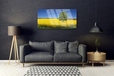 Foto schilderij op glas Tree meadow nature field