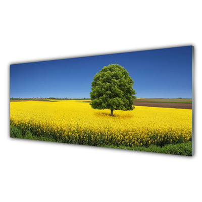 Foto schilderij op glas Tree meadow nature field