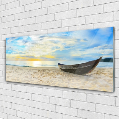 Foto schilderij op glas Boot beach sea