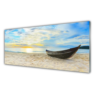 Foto schilderij op glas Boot beach sea