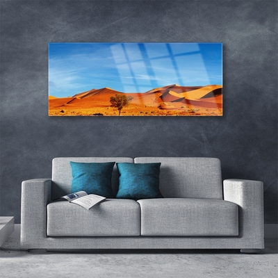 Foto schilderij op glas Landschap van de woestijn van het zand