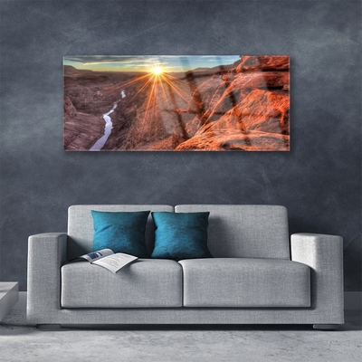 Foto schilderij op glas Zon landschap van de woestijn
