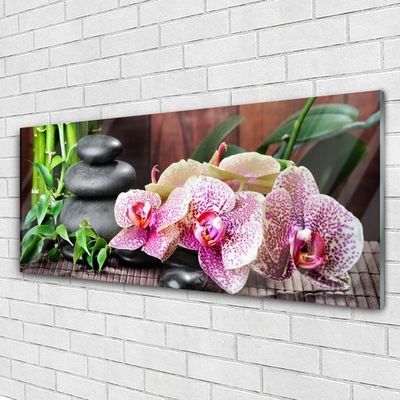 Foto schilderij op glas Bamboo orchid spa
