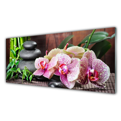 Foto schilderij op glas Bamboo orchid spa