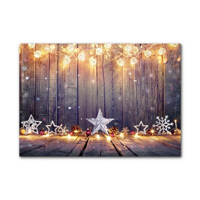 Foto op glas Stars Christmas Lights Decorations