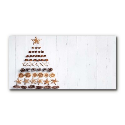 Foto op glas Gingerbread kerstboom ornamenten