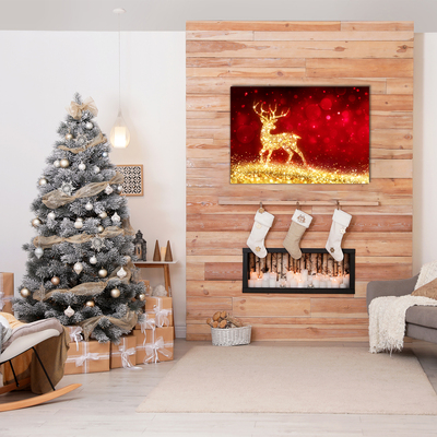 Foto op glas Golden Reindeer Christmas Decoration