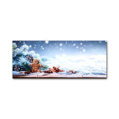 Foto schilderij op glas Gingerbread kerstvakantie Sneeuw