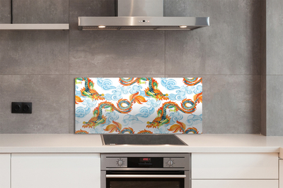 Moderne keuken achterwand Japanse kleurrijke draken