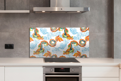 Moderne keuken achterwand Japanse kleurrijke draken