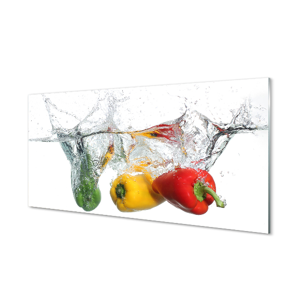 Spatplaat keuken glas Kleurrijke paprika's in water