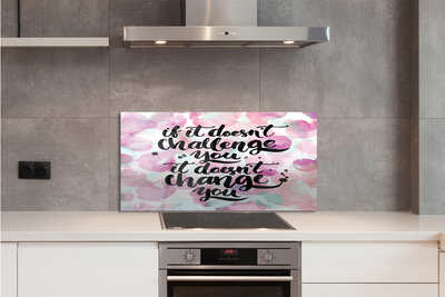 Spatplaat keuken glas Zwarte inscriptie op een gekleurde achtergrond