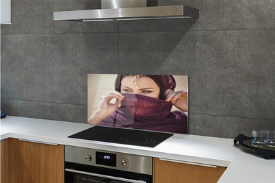 Moderne keuken achterwand Vrouw paars materiaal
