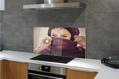 Moderne keuken achterwand Vrouw paars materiaal