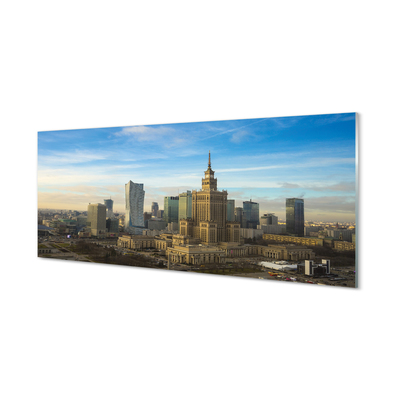Spatplaat keuken Warschau-panorama van wolkenkrabbers