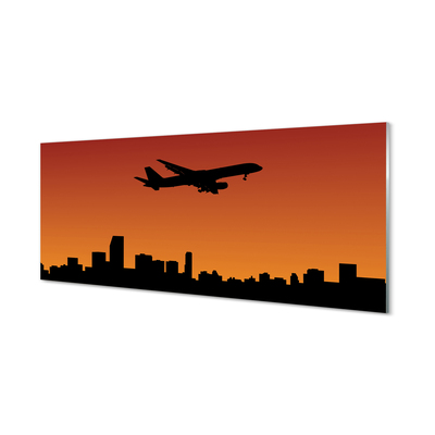 Spatplaat keuken glas Zonsondergangvliegtuig en lucht