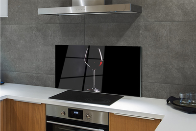 Spatplaat keuken glas Zwarte achtergrond met wijnglas