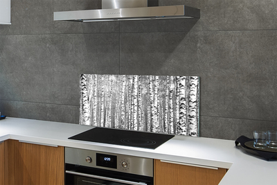 Keuken achterwand glas met print Zwart-witte bomen