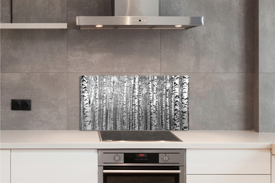 Keuken achterwand glas met print Zwart-witte bomen