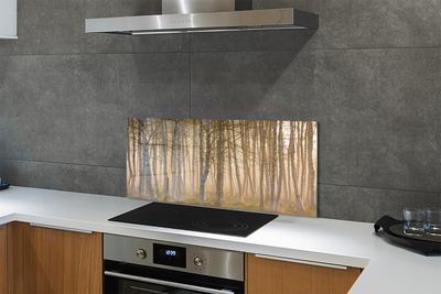 Keuken achterwand glas met print Sunrise forest tree