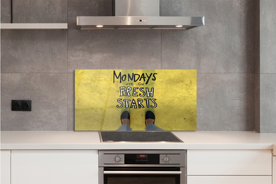 Spatplaat keuken glas Benen gele achtergrond