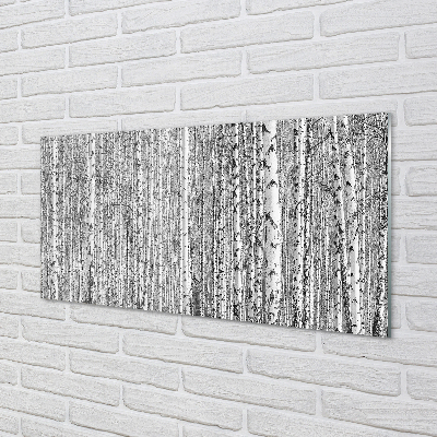 Keuken achterwand glas met print Zwart en wit bosbomen