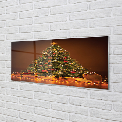 Keuken achterwand glas met print Kerstboom geschenken lamp decoraties