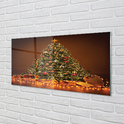 Keuken achterwand glas met print Kerstboom geschenken lamp decoraties