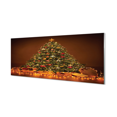 Keuken achterwand glas met print Kerstboom geschenken lamp decoraties